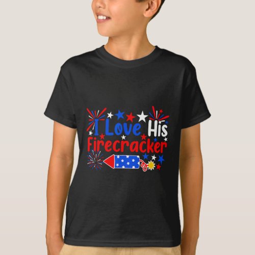 Love His Firecracker Funny 4th Of July Fireworks C T_Shirt
