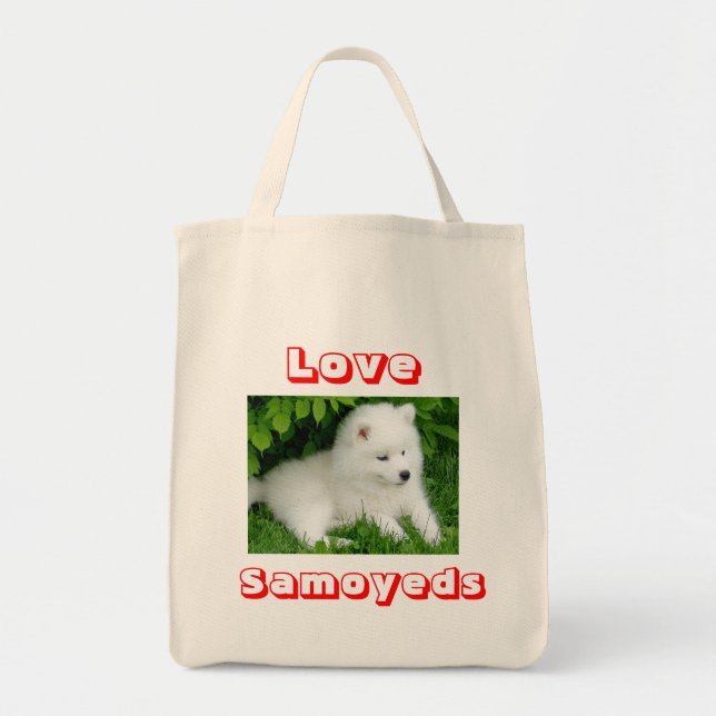 Love hite Samoyed Puppy Dog  Tote Bag (Front)