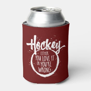 Love Hockey Can Cooler by eBrushDesign at Zazzle