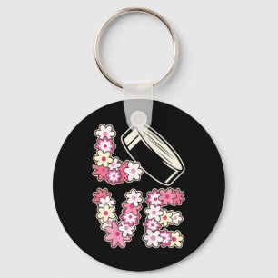 Love Hockey Groovy Hippie 60s 70s Teen Girl Ice Ho Keychain