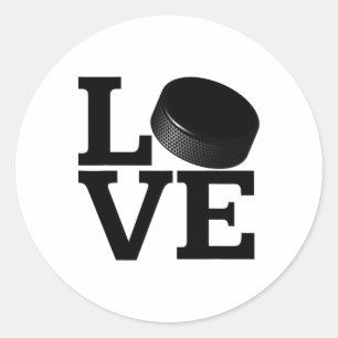 Love Hockey Puck Design For Fans  Classic Round Sticker