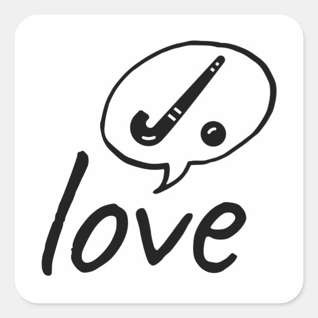 Love: hockey. square sticker (Front)