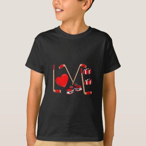 Love Hockey Valentines Day Toddler Boys Kids Men   T_Shirt