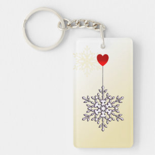 Love holiday snowflake and heart shape design keychain