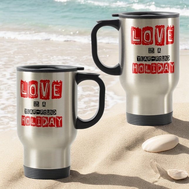 Love Holiday Travel Mug (design on both sides of handle)
