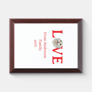 Love holidays cat photo pet family name bold lette award plaque