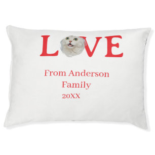 Love holidays cat photo pet family name bold lette bed