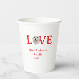 Love holidays cat photo pet family name bold lette paper cups