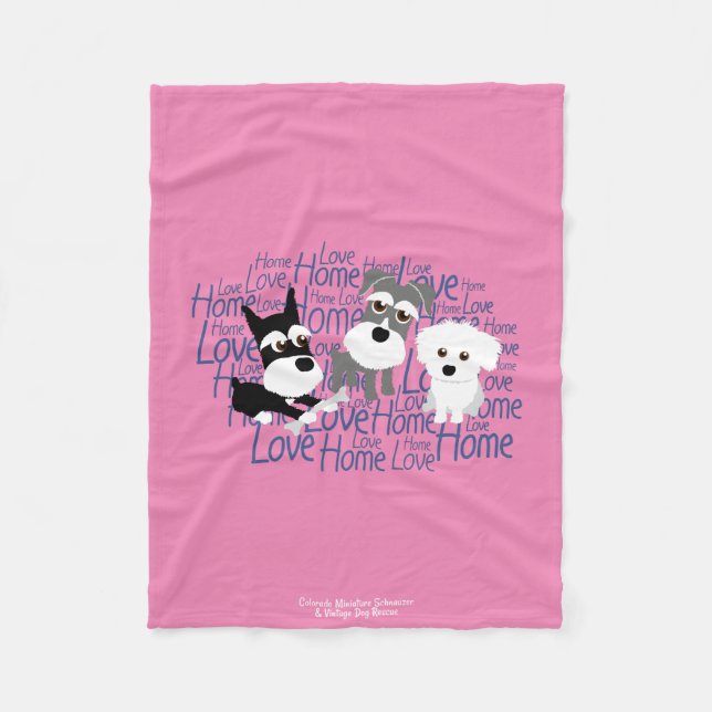Love, Home - Customizable Schnauzer Fleece Blanket (Front)