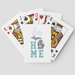 Love Home Michigan Floral Filled State Poker Cards