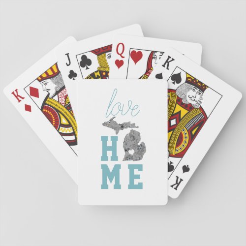 Love Home Michigan Floral Filled State Poker Cards