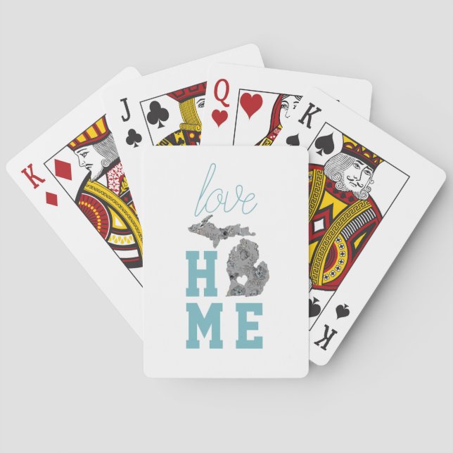 Love Home Michigan Floral Filled State Poker Cards (Back)