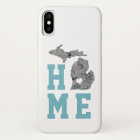 Love Home State Michigan Gray Blue Poppies Floral