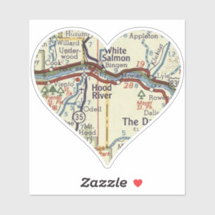 Love Hood River Vintage Map Sticker