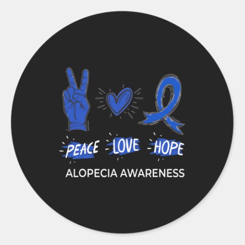 Love Hope Alopecia Awareness Areata Ribbon Support Classic Round Sticker