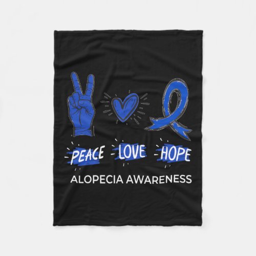 Love Hope Alopecia Awareness Areata Ribbon Support Fleece Blanket