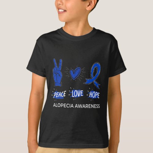 Love Hope Alopecia Awareness Areata Ribbon Support T_Shirt