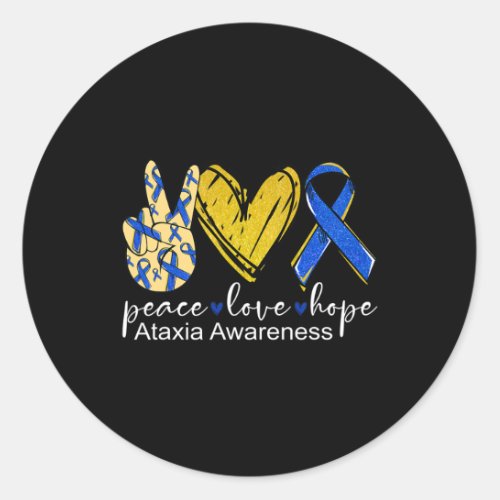 Love Hope Ataxia Awareness Blue Ribbon  Classic Round Sticker