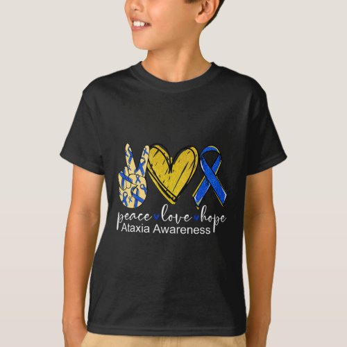 Love Hope Ataxia Awareness Blue Ribbon  T_Shirt