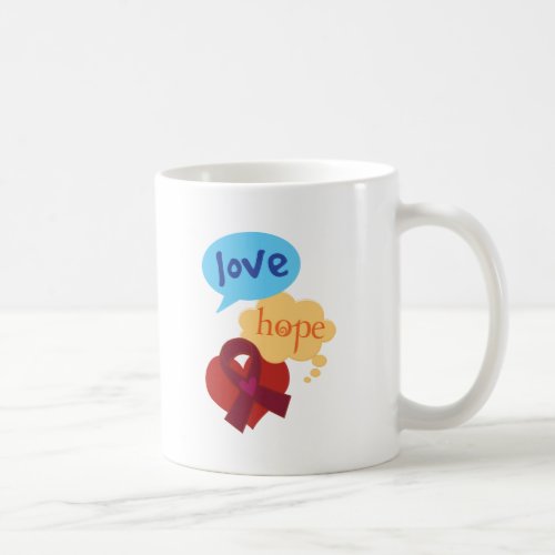 Love Hope Burgundy Ribbon Coffee Mug