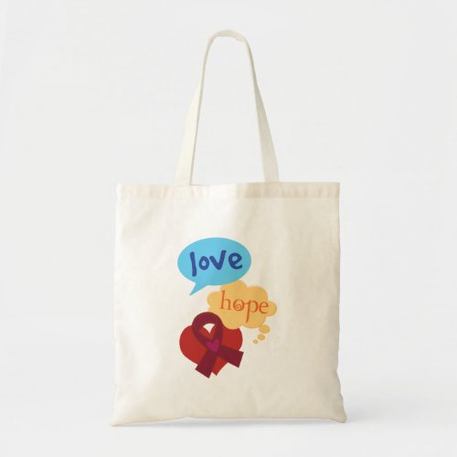 Love Hope Burgundy Ribbon Tote Bag