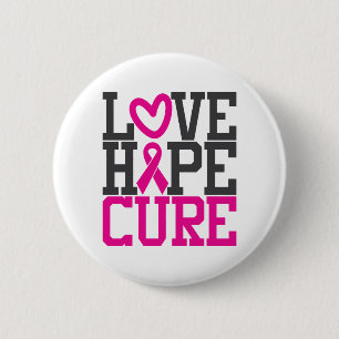 Love Hope Cure Breast Cancer Awareness Button