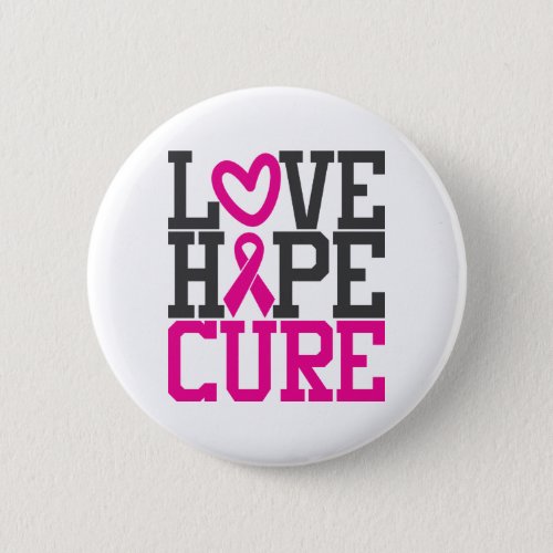 Love Hope Cure  Breast Cancer Awareness Button