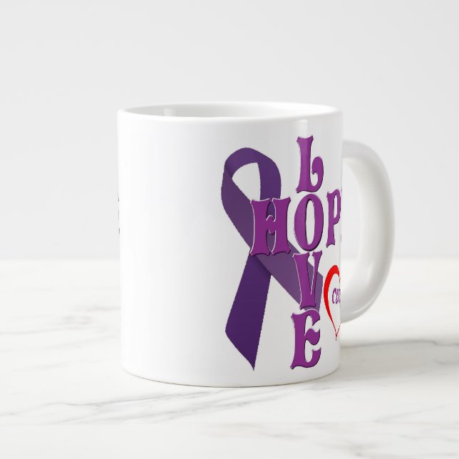 Love Hope Cure Giant Coffee Mug (Front Right)