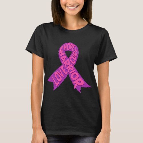 Love Hope Cure Warrior Breast Cancer Survivor Pink T_Shirt