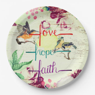 Love, Hope, Faith Paper Plates