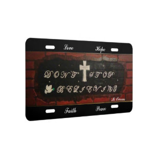 Love, Hope, Faith, Peace Aluminum License Plate
