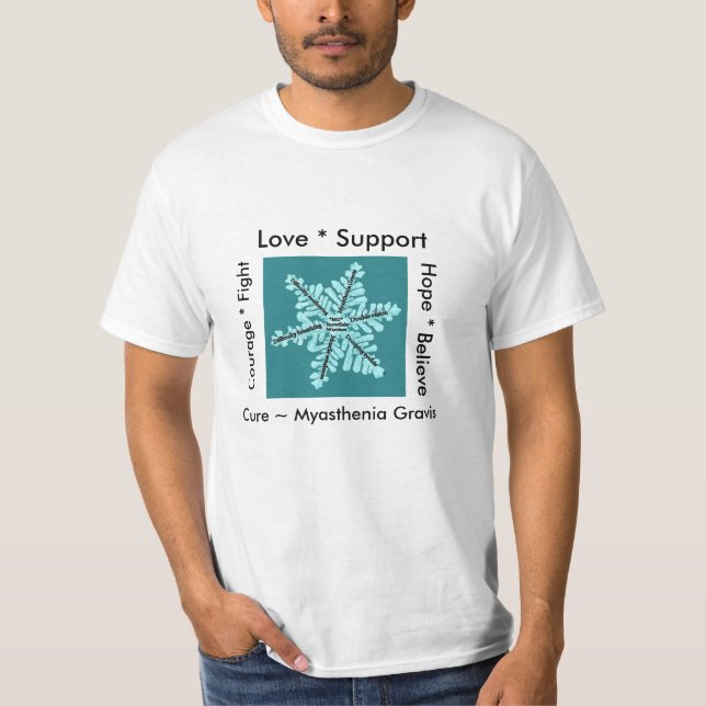 Love/ Hope/ Fight / Cure - Myasthenia Awareness T-Shirt (Front)