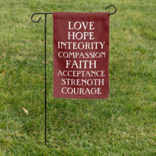 Love, Hope, Integrity Inspirational Positive Garden Flag