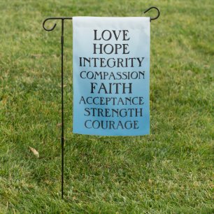 Love, Hope, Integrity Inspirational Positive Garden Flag