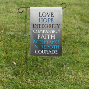 Love, Hope, Integrity Inspirational Positive Garden Flag