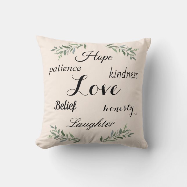 Love, hope, kindness pillow (Front)