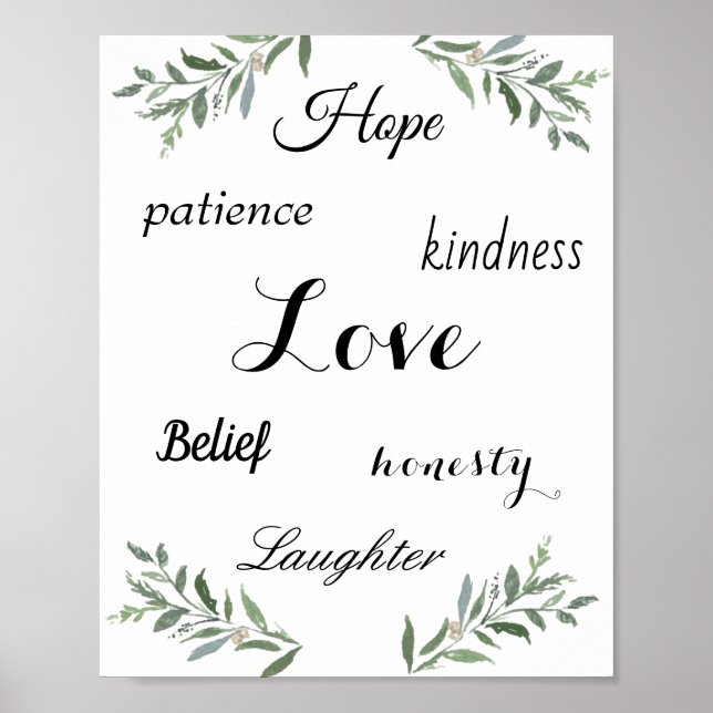 Love, hope, kindness Poster (Front)