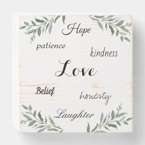 Love hope kindness Wood Box Sign
