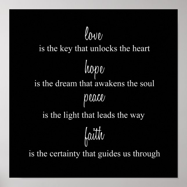 Love, Hope, Peace, Faith Poster (Front)