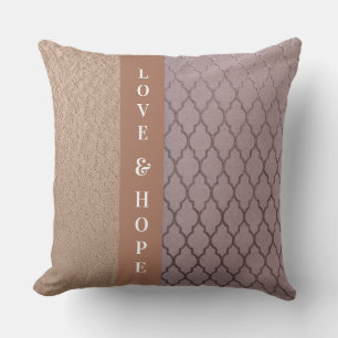 Love & Hope Rose Damask/Gold Shimmery Pillow