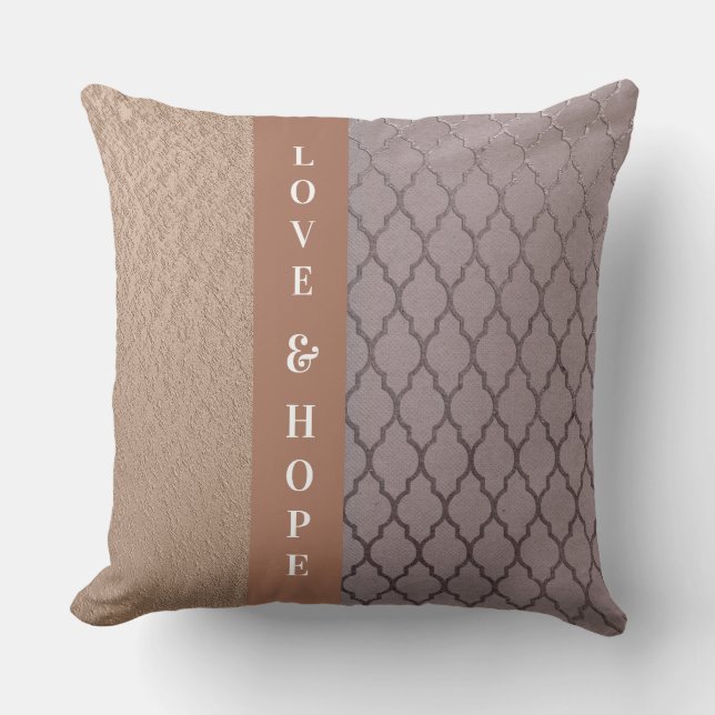 Love & Hope Rose Damask/Gold Shimmery Pillow (Front)