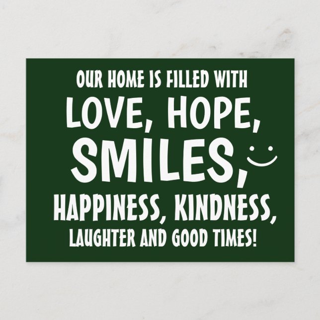 LOVE HOPE SMILES HAPPINESS KINDNESS Positive Words Postcard (Front)