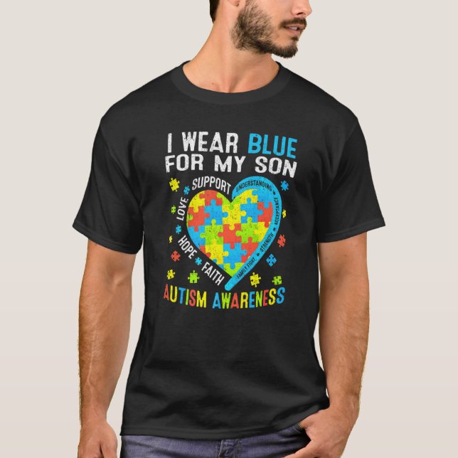 Love Hope Wear Funny Blue For My Brother Autism Aw T-Shirt (Front)