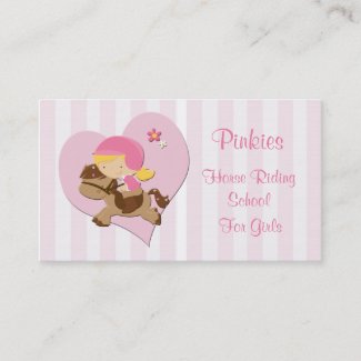 Love Horseriding Pink Heart Horse Riding School Business Card