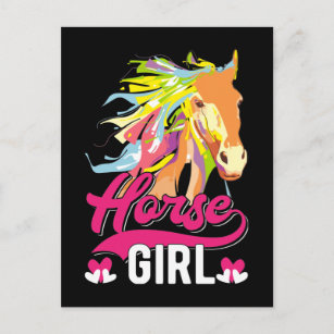 Love Horses Colorful Horse Girls Postcard