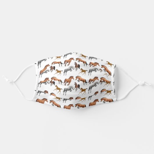 Love Horses Equestrian Cloth Face Mask (Front, Unfolded)