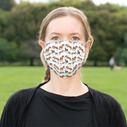 Love Horses Equestrian Cloth Face Mask (Outside)