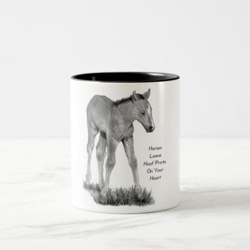 Love Horses Hoofprints On Your Heart Pencil Two_Tone Coffee Mug