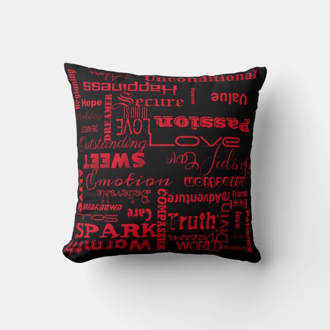 Love hot red Aesthetic Script Words  Throw Pillow (Front)