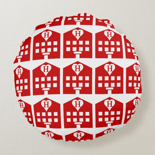 Love Hotel Japanese Emoji Round Pillow (Back)